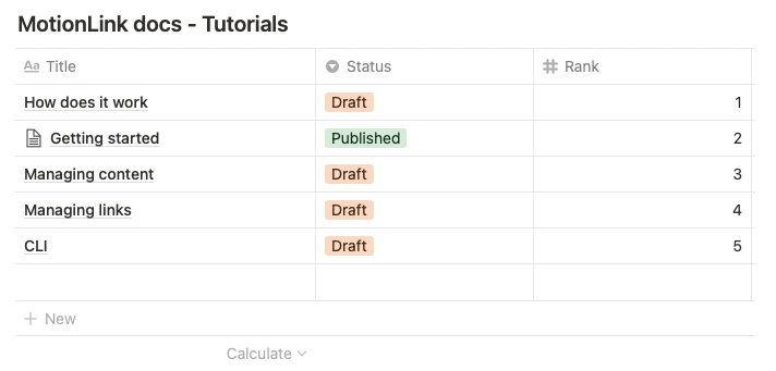Example content database Example content database