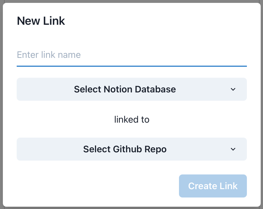 Create new link dialog Create new link dialog